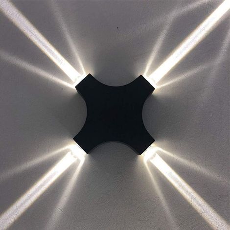 Applique murale LED intérieure/extérieure 4W étanche IP65, design moderne et original, idéale pour le salon, la chambre, le couloir, les escaliers, les cafés, les bars et les jardins. Lumière noire et (1/5)