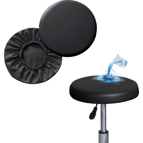 Lot de 2 housses de tabouret rondes imperméables pour tabouret de bar - En polyuréthane - Coussin d'assise pour chaise de bureau - Pour chaises de salle à manger - Tabouret rond (1/5)
