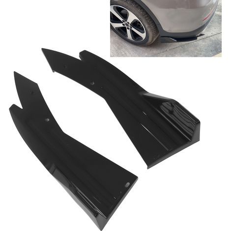 2 Pièces Aileron Latéral de Pare-chocs Arrière Voiture, Diffuseur Universel Noir Brillant (1/5)