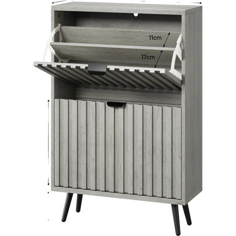 Schuhschrank, Freistehendes Design, Moderner Stil, Grau + MDF (1/2)