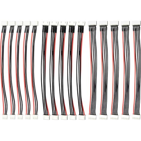 JST-XH 2S/3S/4S Lot de 15 rallonges de Prise d'équilibre 20cm pour Batterie LiPo 22 AWG en Silicone, RC LiPo Batterie Balance Chargeur Câble