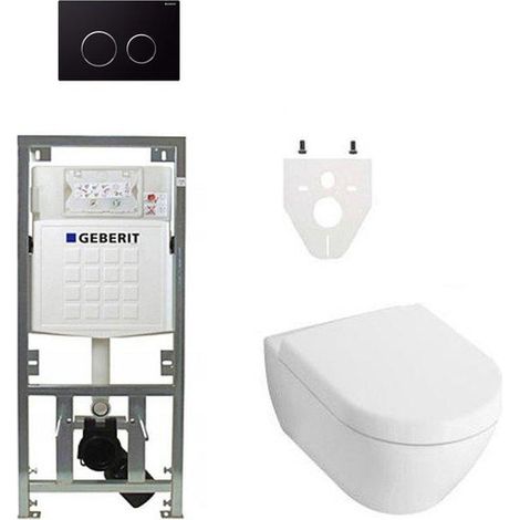 Toiletset Villeroy Boch Subway 2.0 DirectFlush - réservoir Geberit - fermeture douce - plaque de commande Sigma20 - noir (1/5)