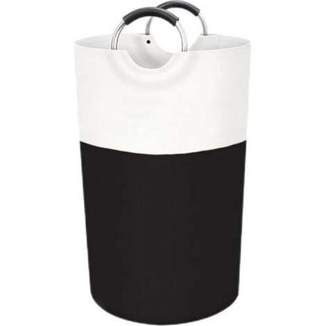 Cesta para la colada de 90 l, plegable, de tela impermeable y con asas de aluminio protegidas con espuma, ideal para estudiantes, residencias universitarias y familias (negra) (1/4)