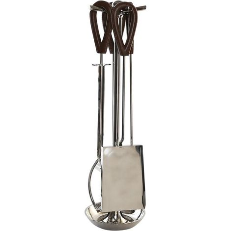 DKD Home Decor Utensili per Camino della Marca, Colore Argento, in Acciaio Inox e Alluminio (15 x 15 x 62 cm) (1/5)