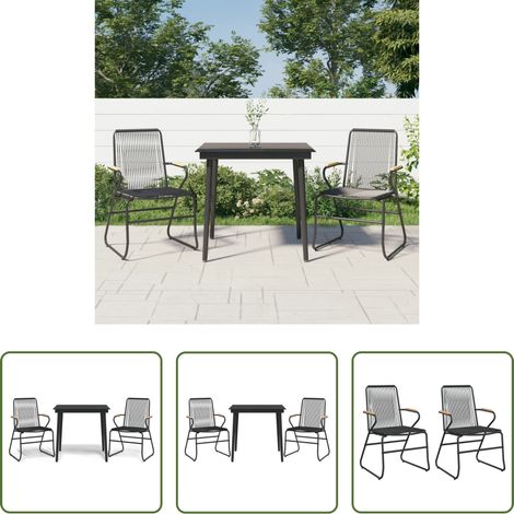 vidaXL Salle à manger extérieure - Ensemble à manger de jardin 3 pcs noir rotin PVC (1/5)