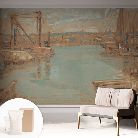 Papier peint intissé mural avec colle pour salon et chambre Décoration murale rapide - Colle incluse gratuite Vues portuaires 312x219 cm (1/5)