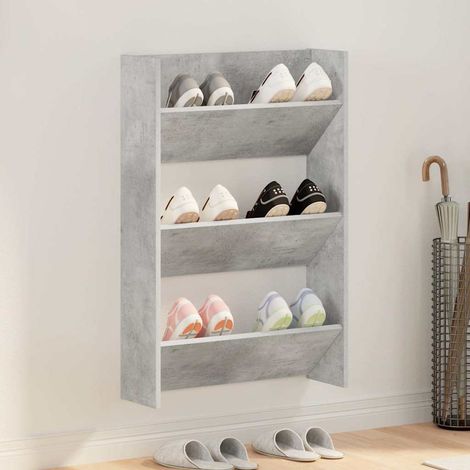 806767 vidaXL Wall Shoe Cabinet Concrete Grey 60x18x90 cm Engineered Wood (1/5)