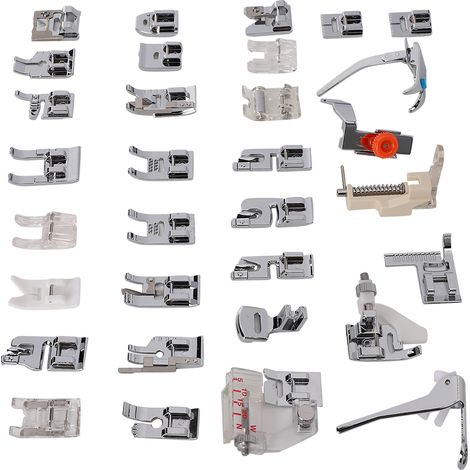 Kit 32 Pieds de Biche Acier Inoxydable pour Machine à Coudre Domestique Multifonction Accessoire Couture Durable (1/4)
