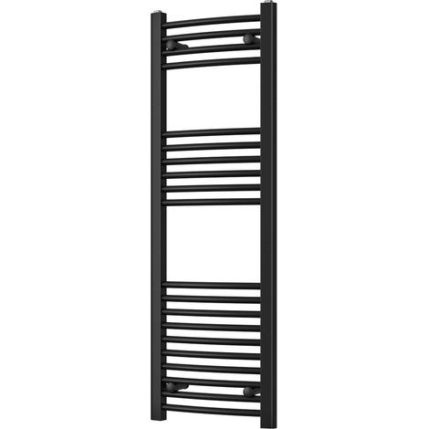 Zennor - Black Heated Towel Rail - H1200mm x W400mm - Curved (1/3)
