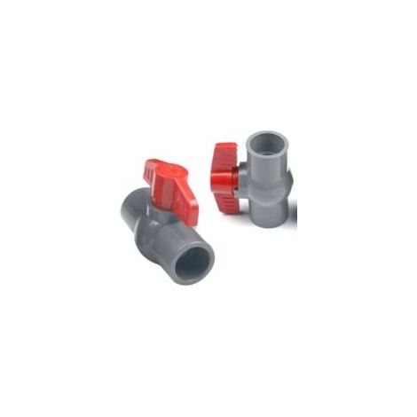 Vanne à boisseau sphérique PVC 40 mm – Robinet à deux voies – Connecteur à colle – Poignée T rouge pour contrôle débit (1/5)