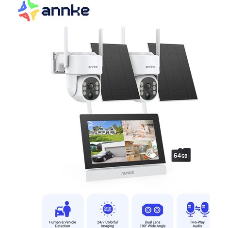 ANNKE Sistema de cámara solar de seguridad de red inteligente de 4 MP con detección de personas y grabación 24/7 (1/5)