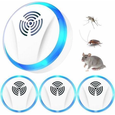 4 Pcs Ultrason Anti Moustique, Repulsif Ultrason & électronique Antiparasitaire Intérieur, Moustiques, Fourmis, Araignées,Cafards (1/4)