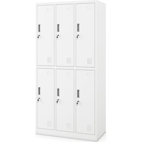 Metallspind – 6-türiger Kleiderschrank IGOR, 900 x 1850 x 450 mm, weiß