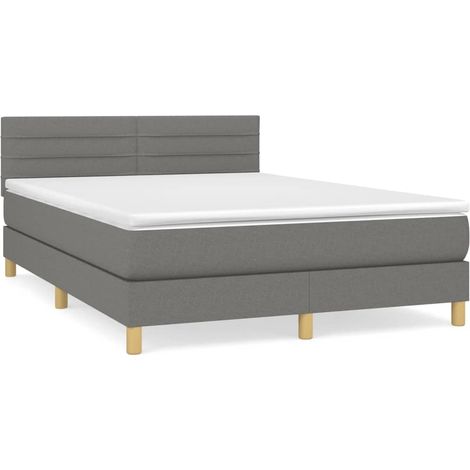 Maison Exclusive - Cama box spring con colchón tela gris oscuro 1 (1/5)