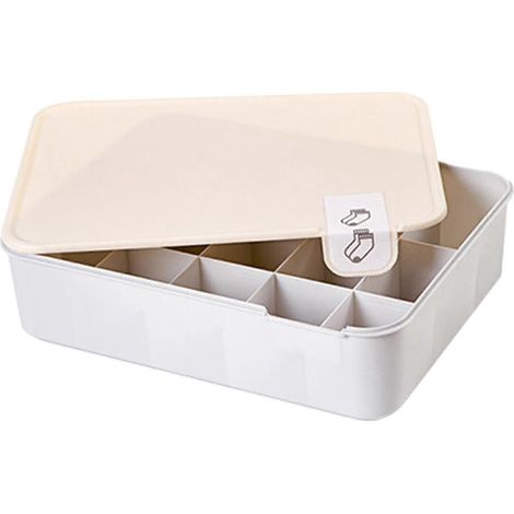 Schubladenorganizer, Kleideraufbewahrungsbox, Schmuckkästchen, Mehrzweck, robust, großes Fassungsvermögen, mit Markierungen, Schrankorganizer zum Organisieren-Beige Lid 15 Grids (1/5)