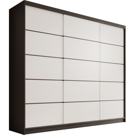 Armoire coulissante 3 portes ANLY 250cm – Grand dressing moderne et fonctionne-Noir/Blanc (1/5)