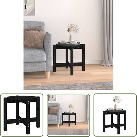 Furniture Limited - Table basse Noir Ø 52,5x45 cm Bois massif de (1/5)