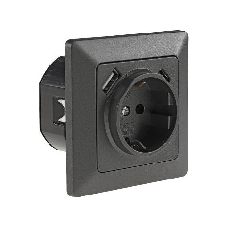 MILOS Steckdose mit USB C, Unterputz 250V / 16A UP-Steckdose Anthrazit (1/5)