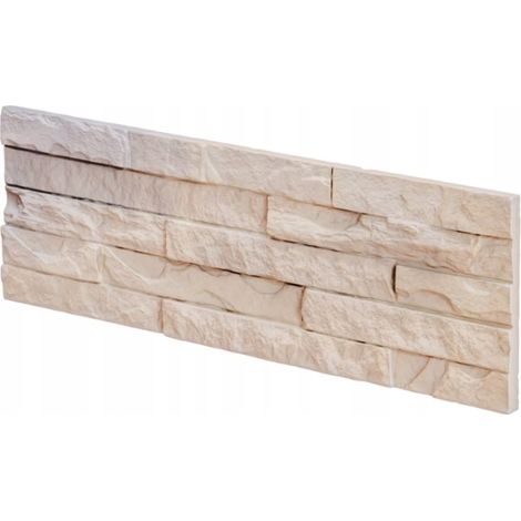 Azulejo decorativo de yeso para pared 38,5x13cm 0,4m2 Beige imitación piedra