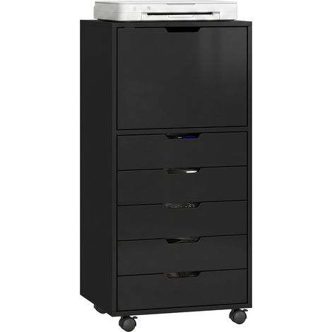 Classeur de Bureau Noir 48 x 40 x 100 cm 5 Tiroirs (1/5)