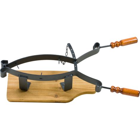 PORTA PROSCIUTTO ACCIAIO SU BASE LEGNO E CERNIER- 1,0 pz