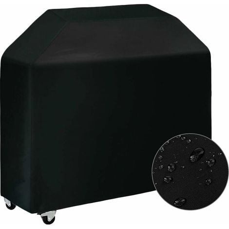 Housse Barbecue, Bache Barbecue Housse de Barbecue Gaz Couverture de Bâche Barbecue Housse Protection BBQ de Grill Imperméable Extérieur Barbecue Grill 420D Oxford (145x61x117cm) - Noir (1/4)