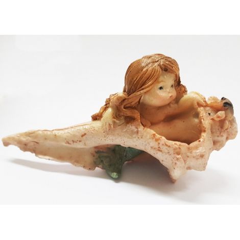 TRADE SHOP - Sirena Conchiglia Rocciosa 12x6x6cm Ornamento Acquario Decorazioni Arredo Pietra -