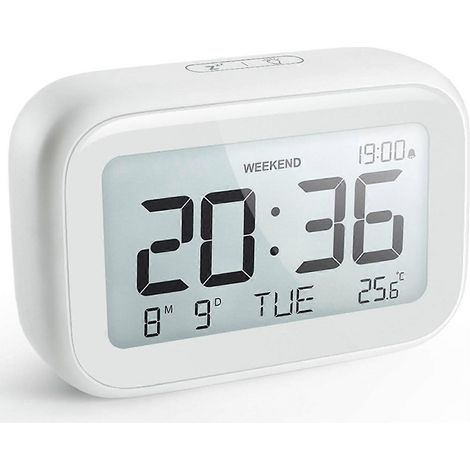 Réveil numérique pour la chambre, les voyages et le bureau - Style minimaliste moderne avec écran LCD et réglage du volume (1/4)