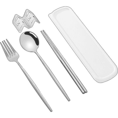 Ensemble de couverts coréen style anti-poussière en acier inoxydable (baguettes, fourchette, cuillère) pour un usage quotidien Kaesi Kb-2pcs-Silver