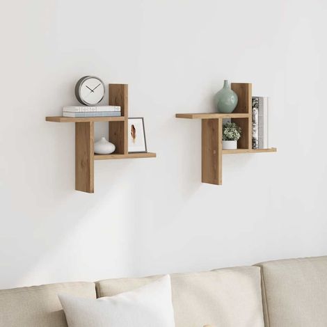 Wandregale 2 Stk. Artisan-Eiche 38x12x38 cm Holzwerkstoff