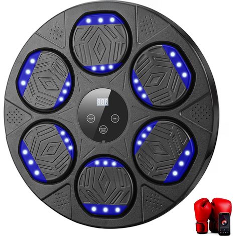 LED Machine de Boxe Musicale, Domicile électronique Cible Intelligente Bluetooth Musique équipement, dentraînement, Murale Hauteur d'installation réglable, avec Gants, Adultes et Enfants (1/5)