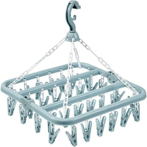 reno – Etendoir à suspendre pliable avec 32 clips – Pour chaussettes, sous-vêtements, serviettes – Polypropylène résistant à la rouille (1/5)