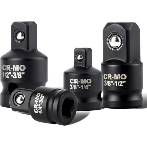 Lot de 4 douilles à percussion 3/8", 1/2", 1/4", 3/8", adaptateur de douille, adaptateur de percussion, adaptateur de clé à douille (1/5)