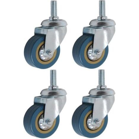 Lot de 4 360° Roulettes pour Meubles 75mm M10 Roulette Charge Lourde Pivotante