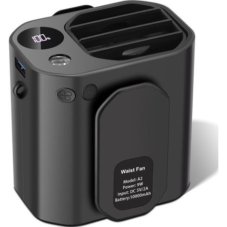 Ventilador portátil con clip y 3 velocidades，ventilador de cuello recargable manos libres con batería de 10000 mAh，en obras de construcción (1/5)