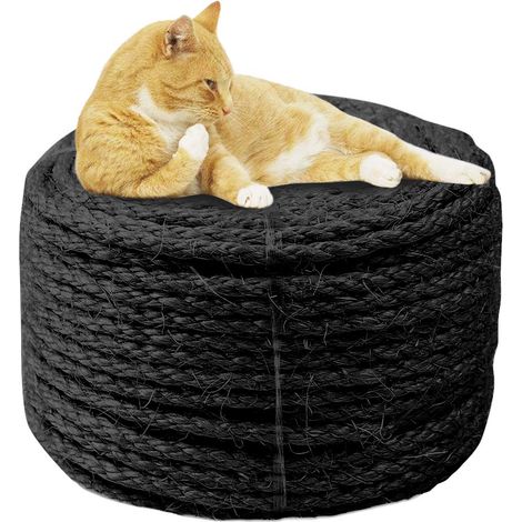 6mm Corde pour réparation et Remplacement de Chat Scratch Pilier, Rayure Arbre, Chat Rayure Tampon/Tapis/Botteur Jouet, Tuyau/Escaliers/Pneu Emballage, Accueil Décoration, 6mm30m, Noir (1/5)
