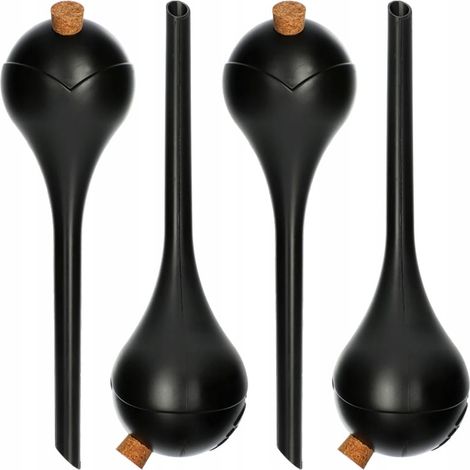Boules d'arrosage pour plantes avec bouchons pour pots, lot de 4, noires (1/5)