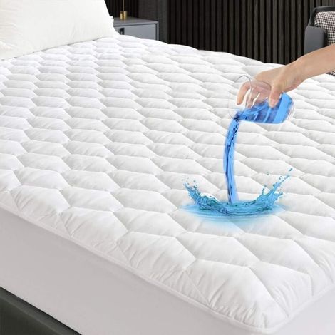 Protège Matelas 160x200 cm Matelassé, Alèse Certifié Oeko-TEX, Surmatelas Imperméable Respirant,Bonnet jusqu'à 40cm avec Élasticité Tout Autour (1/5)