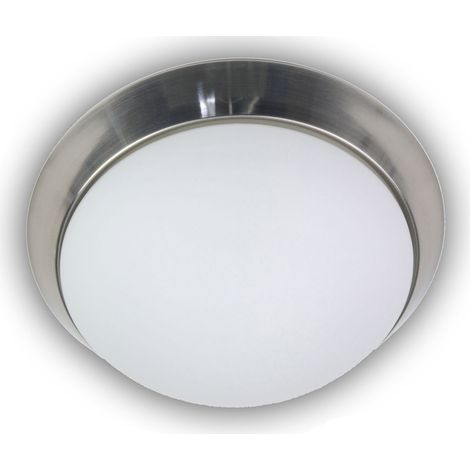 LED-Deckenleuchte rund, Opalglas matt, Dekorring Nickel matt, Ø 35cm (1/4)