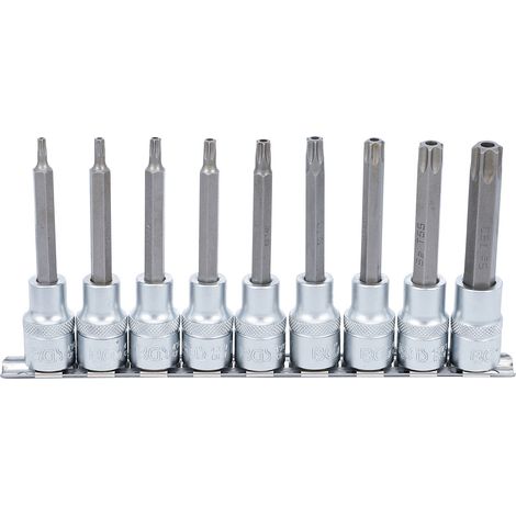 BGS  Juego  de  puntas  para  vasos  accionamiento  cuadrado  interno  de  12,5  mm  (1/2")  perfil  en  T  (para  Torx)  con  orificio  9  piezas  -  5178 (1/3)