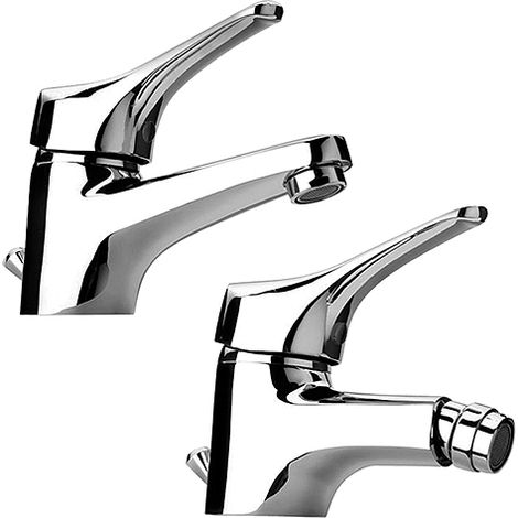 Set Rubinetti Piralla per lavabo e bidet con scarico automatico serie Ariel cromato (1/5)