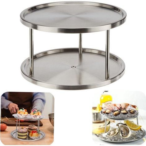 Étagère de rangement rotative en inox - présentoir de cuisine à grande capacité pour aliments et épices, 26,5 x 15 cm (1/5)