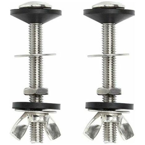 Lot de 2 boulons de réservoir de toilettes à cuvette - Kit de fixation universel en acier inoxydable avec double joint - Facile à installer