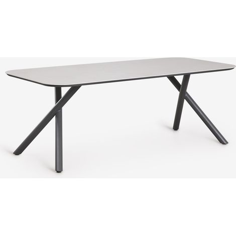 SKLUM Rechteckiger Esstisch 200x95 cm aus Brinela-Aluminium Grau Graphit                                  