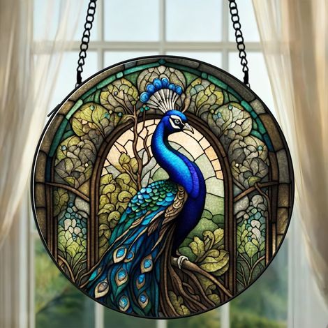 Attrape-soleil vitrail renard 20 cm décoration suspendue fenêtre animal lumineux cadeau Noël (1/5)