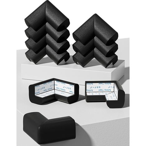 Lot de 10 Protections d'angle en Mousse pour bébé, Protection Table Enfants, Convient Basse, Bureau, Meubles, cheminée, Coins Pointus (Noir) Noir - (1/5)