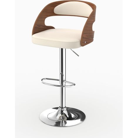 Chaise de bar réglable 62/84 cm en cuir synthétique blanc - Louis (1/5)
