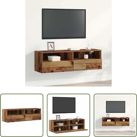 Holzwerkstoff - TV-Wandschrank Altholz 100 x 30 x 30 cm Holzwerkstoff (1/5)