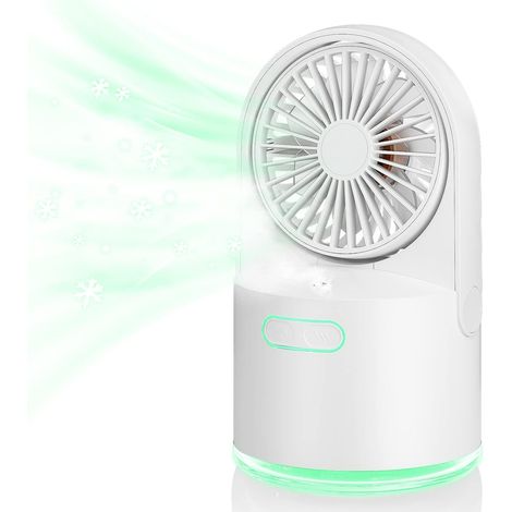 Ventilateur de bureau USB avec brumisateur, ventilateur de bureau portable, mini-humidificateur à 3 vitesses et 2 brumisateurs, avec réservoir d'eau (1/5)