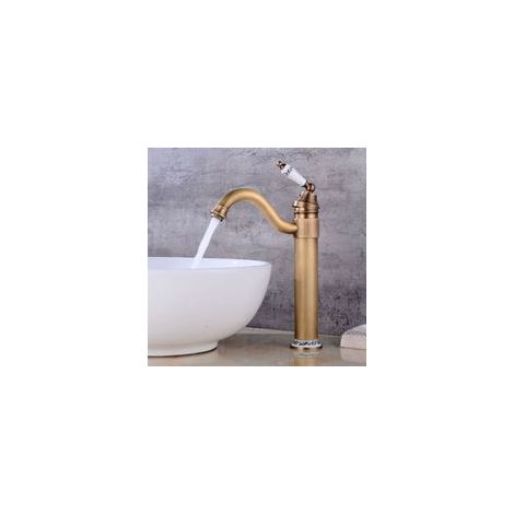 Lavabo Robinet Laiton Haut, Robinet Salle de Bain avec Bec Haut Pivotant à 360° Mitigeur Lavabo, Chaude et Froide RéGlable de Mitigeur Lavabo, Mitigeur Salle de Bain H426 (1/3)